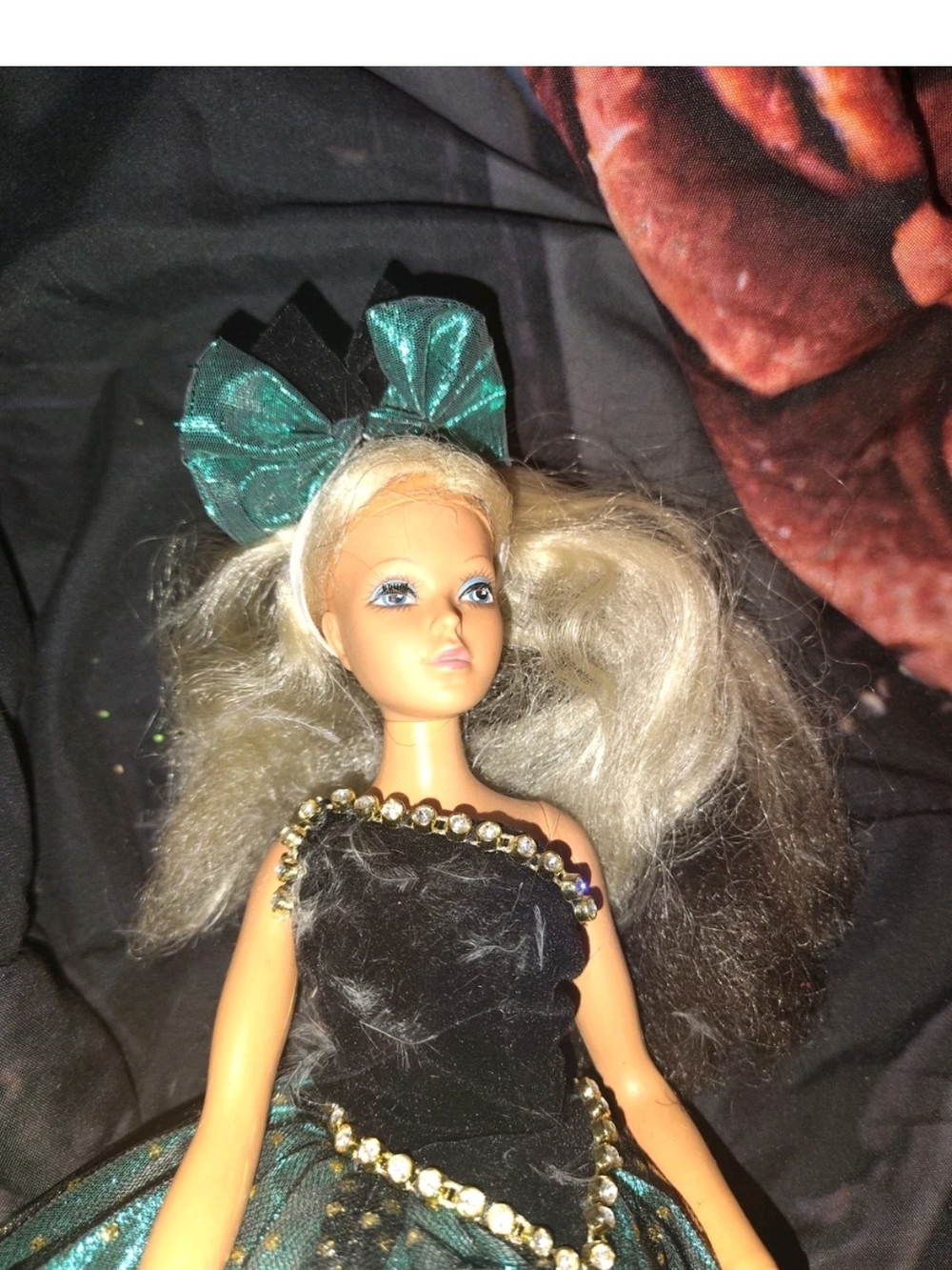 Black & Teal Doll Headband and Dress Set